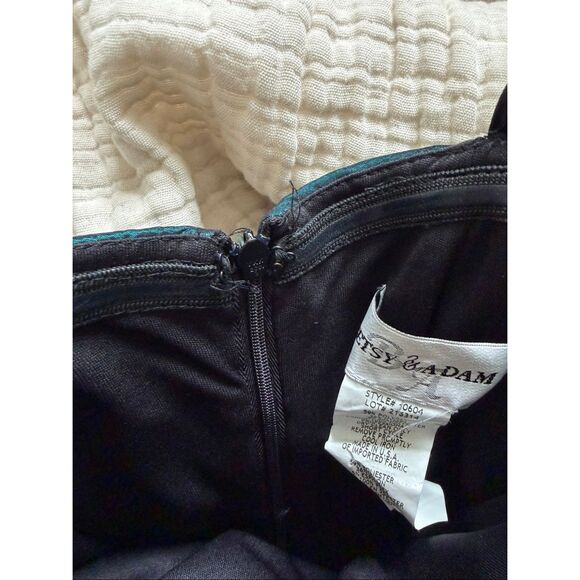 Vintage Betsy & Adam Strapless Dark Green Cocktail Dress Size 4 - Picture 10 of 11